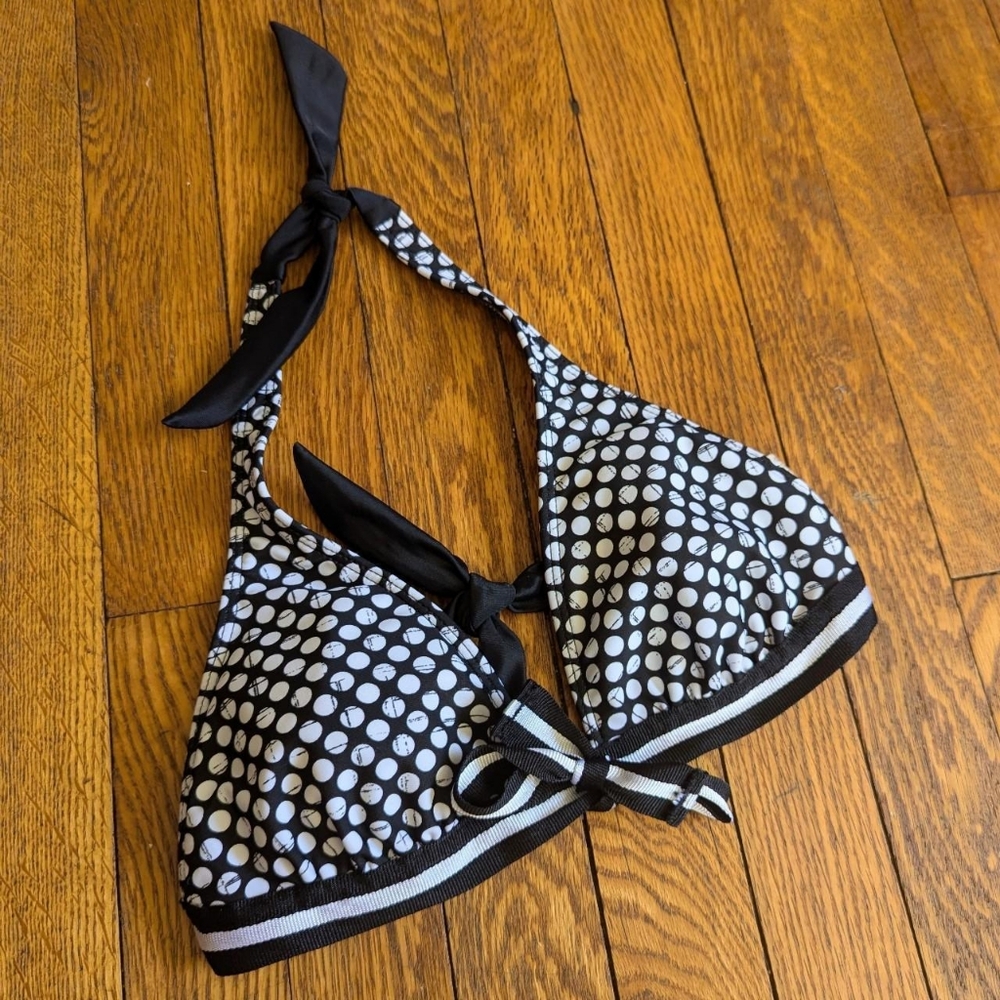 Vintage Y2k Polka Dot Halter Bikini Top